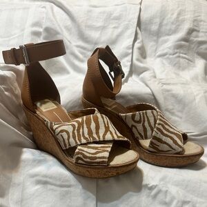 Brown Zebra Print Wedge Sandals